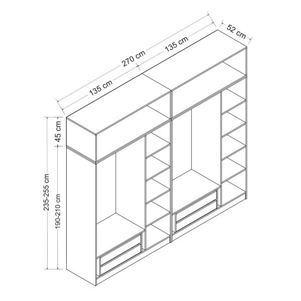 Minar Kale 6 Membrane Shutter Covered 4 Drawer Cabinet And Wardrobe White