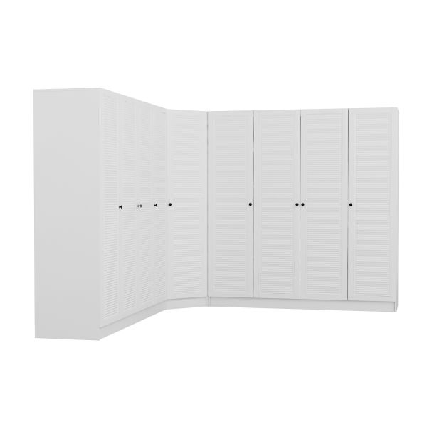 Minar Kale Corner Cabinet with 9 Doors and 4 Drawers White Membrane Blinds