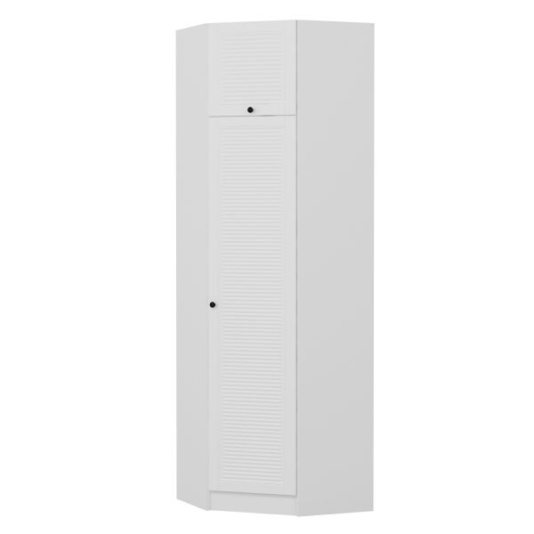 Minar Kale Corner Wardrobe With 1 Door White Membrane Blinds + Wardrobe