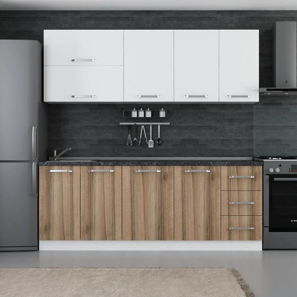 Minar 215 Cm White Kitchen Cabinet Dore 215-D1