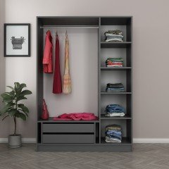 Minar Kale 3 Doors 1 Mirrored 2 Drawers Wardrobe Anthracite