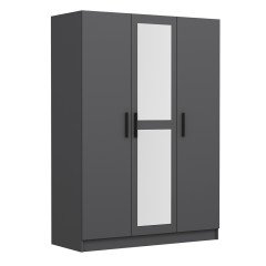 Minar Kale 3 Doors 1 Mirrored 2 Drawers Wardrobe Anthracite