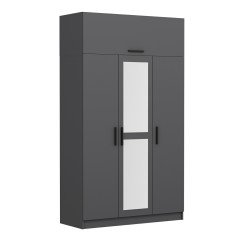 Minar Kale Wardrobe With 3 Doors, 1 Mirror, 2 Drawers, Anthracite