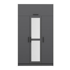 Minar Kale Wardrobe With 3 Doors, 1 Mirror, 2 Drawers, Anthracite