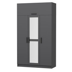 Minar Kale Wardrobe With 3 Doors, 1 Mirror, 2 Drawers, Anthracite