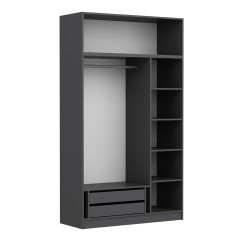 Minar Kale Wardrobe With 3 Doors, 1 Mirror, 2 Drawers, Anthracite