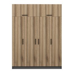 Minar Kale Wardrobe With 4 Doors, 2 Drawers And Wardrobe Anthracite Dore