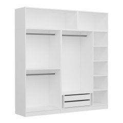 Minar Kale Wardrobe With 5 Doors, 2 Drawers And Wardrobe White Anthracite