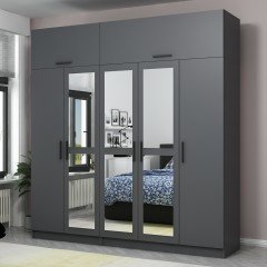 Minar Kale 5 Doors, 3 Mirrors, 2 Drawers and Cabinet Anthracite