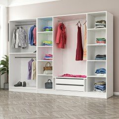 Minar Kale Wardrobe with 6 Doors, 2 Mirrors, 2 Drawers, White Anthracite