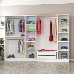 Minar Kale Wardrobe with 6 Doors, 2 Mirrors, 2 Drawers, White Anthracite