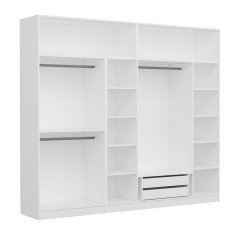 Minar Kale Wardrobe With 6 Doors, 2 Mirrors, 2 Drawers And Wardrobe White Anthracite