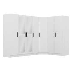 7 Lid Mirror Castle Q2 Corner Cabinet - White