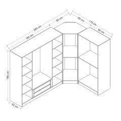 7 Lid Mirror Castle Q2 Corner Cabinet - White