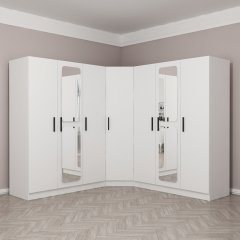 7 Lid Mirror Castle Q4 Corner Cabinet - White