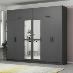 Minar Kale 6 Doors, 2 Mirrors, 4 Drawers and Cabinet Anthracite