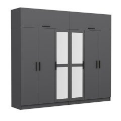 Minar Kale 6 Doors, 2 Mirrors, 4 Drawers and Cabinet Anthracite