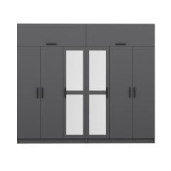 Minar Kale 6 Doors, 2 Mirrors, 4 Drawers and Cabinet Anthracite