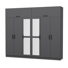 Minar Kale 6 Doors, 2 Mirrors, 4 Drawers and Cabinet Anthracite