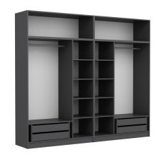 Minar Kale 6 Doors, 2 Mirrors, 4 Drawers and Cabinet Anthracite