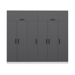 Minar Kale Wardrobe With 6 Doors, 2 Drawers And Wardrobe White Anthracite