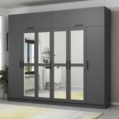 Minar Kale 6 Doors, 4 Mirrors, 2 Drawers and Cabinet Anthracite