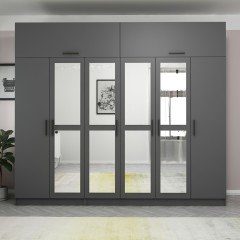 Minar Kale 6 Doors, 4 Mirrors, 2 Drawers and Cabinet Anthracite