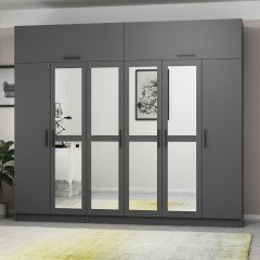 Minar Kale 6 Doors, 4 Mirrors, 2 Drawers and Cabinet Anthracite