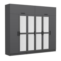 Minar Kale 6 Doors, 4 Mirrors, 2 Drawers and Cabinet Anthracite