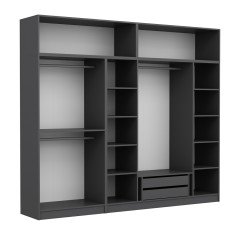 Minar Kale 6 Doors, 4 Mirrors, 2 Drawers and Cabinet Anthracite