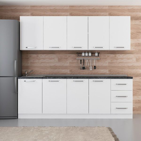 Minar 235 Cm White Kitchen Cabinet 235-B1