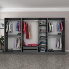 Minar Kale 7 Doors 2 Drawers Wardrobe Anthracite