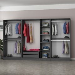 Minar Kale 7 Doors 2 Drawers Wardrobe Anthracite