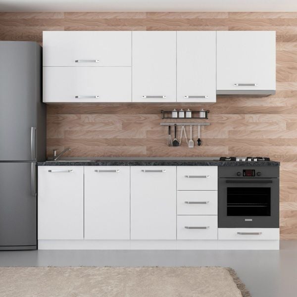 Minar 235 Cm White Kitchen Cabinet 235-B8