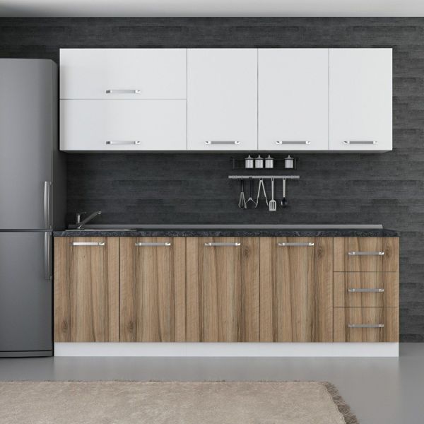 Minar 235 Cm White Kitchen Cabinet Dore 235-D2