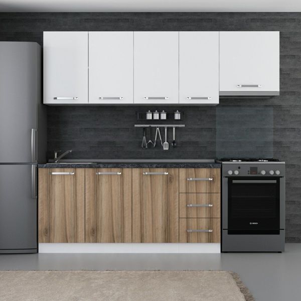 Minar 235 Cm White Kitchen Cabinet Dore 235-D4