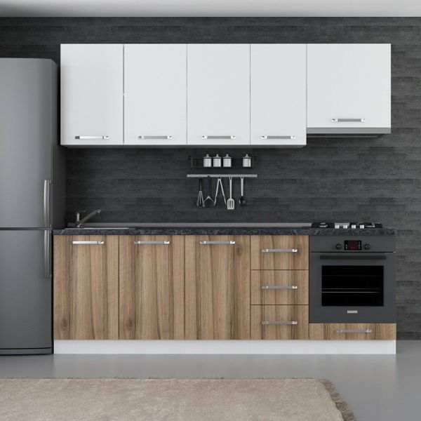 Minar 235 Cm White Kitchen Cabinet Dore 235-D5