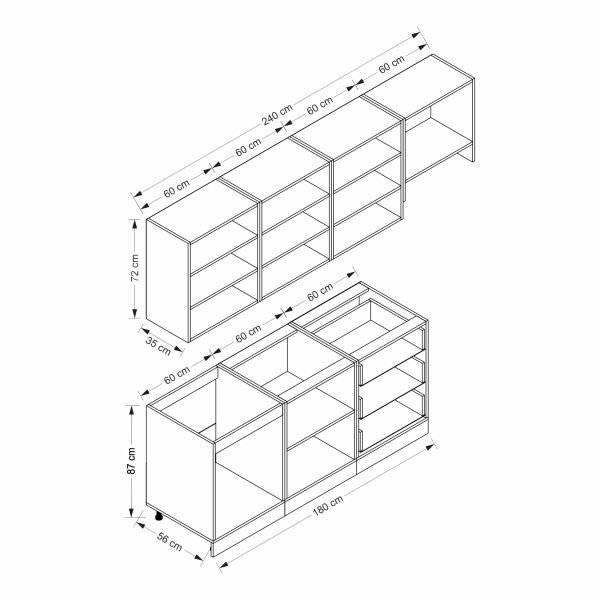 MİNAR 240 CM MEBRAN C MUTFAK DOLABI BEYAZ 240-MCB2