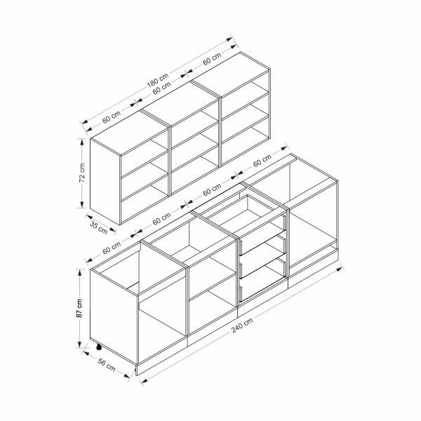 MİNAR 240 CM MEBRAN C MUTFAK DOLABI BEYAZ 240-MCB3