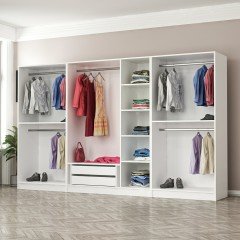 Minar Kale 7 Doors 5 Mirrors 2 Drawers Wardrobe White Anthracite