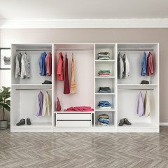 Minar Kale 7 Doors 5 Mirrors 2 Drawers Wardrobe White Anthracite