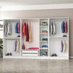 Minar Kale 7 Doors 5 Mirrors 2 Drawers Wardrobe White Anthracite