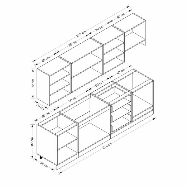 MİNAR 270 CM MEBRAN C MUTFAK DOLABI BEYAZ 270-MCB1