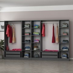 Minar Kale 7 Doors 5 Mirrors 4 Drawers Wardrobe Anthracite Dore