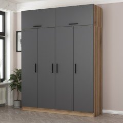 Minar Kale 4 Doors, 2 C Wardrobe and Wardrobe Gold Anthracite