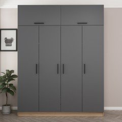 Minar Kale 4 Doors, 2 C Wardrobe and Wardrobe Gold Anthracite