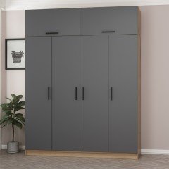 Minar Kale 4 Doors, 2 C Wardrobe and Wardrobe Gold Anthracite