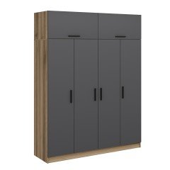 Minar Kale 4 Doors, 2 C Wardrobe and Wardrobe Gold Anthracite