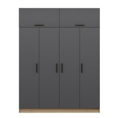 Minar Kale 4 Doors, 2 C Wardrobe and Wardrobe Gold Anthracite