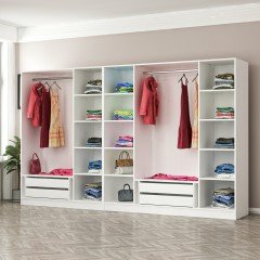 Minar Kale 7 Doors 5 Mirrors 4 Drawers Wardrobe White Anthracite